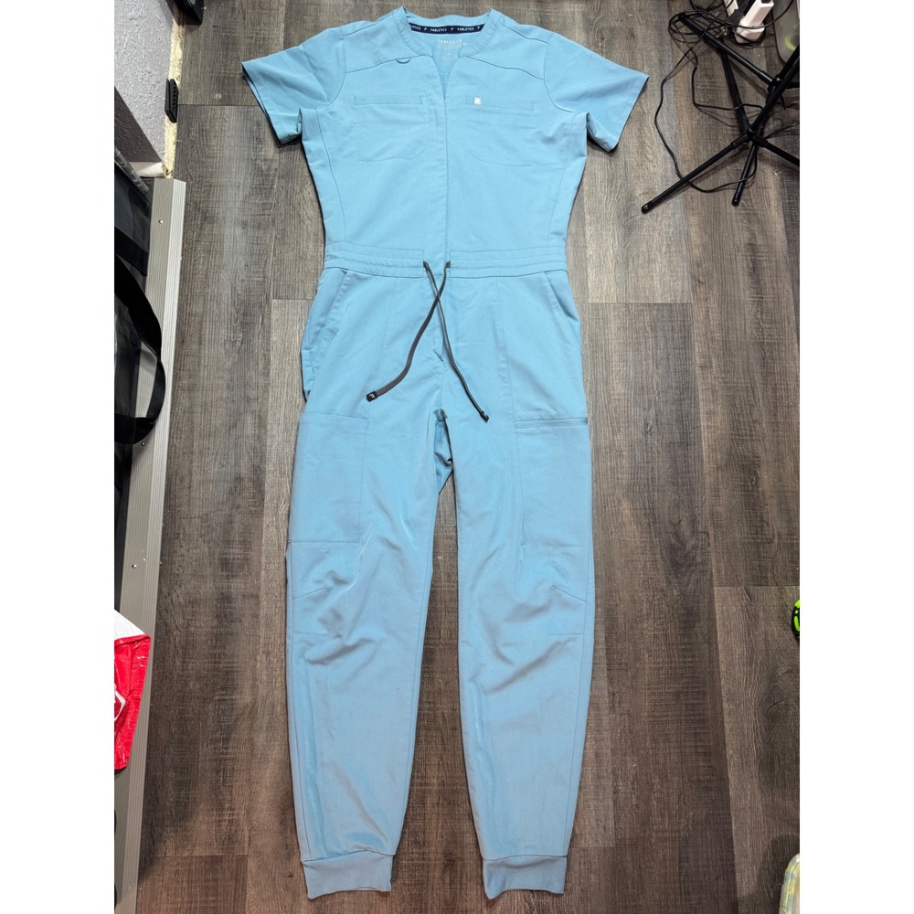 Fabletics Women Blue Scrub Jumpsuit Short Sleeve Jogger One Piece Size M